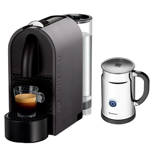 Nespresso U D50 Mat Grey Espresso Machine with Aeroccino Plus Milk Frother