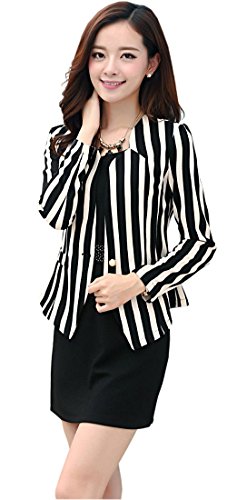 ツーピース スーツ ストライプ ジャケット ワンピース 清楚 オフィス パーティ スリム カジュアル キュート エレガンス レディース 秋物 冬物 可愛いスカーフ付き R560