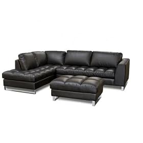 Diamond Sofa Valentino Black Bonded Leather Sectional