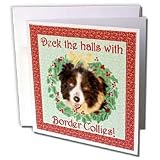 Doreen Erhardt Christmas - Deck the Halls with Border Collies - Greeting Cards-6 Greeting Cards with envelopes