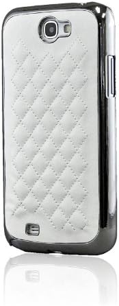 LiViTech(TM) C Design PU Leather Silver Chrome Bling Snap on Hard Case for Samsung Galaxy Note 2 N7100 (122) (White)
