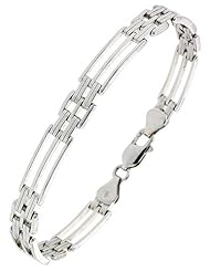 Sterling Silver 8 in. Striped binario Bar Bracelet (Also Available in 9 in.), 9/32 in. (7.5mm) wide