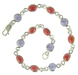 Silver Ladies Lolite and Garnet Stone 8 Bracelet