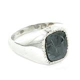 Image of Sterling Silver Mens Cushion Shape Haematite Centurion Head Ring