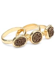 Marcia Moran "Chocolate" Bronze Druzy Set of Three Stackable Ring