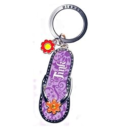 Tinker Bell Purple Flip Flop Pewter Keychain