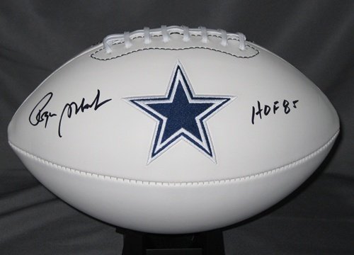 ROGER STAUBACH SIGNED AUTOGRAPHED DALLAS COWBOYS LOGO FOOTBALL COA + HOLOGRAM