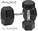 Body Solid SDRS650 55-75-Pound Rubber Hex Dumbbell Set