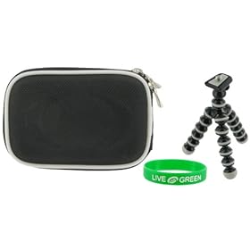 Hard Nylon (Black) Case and Premium Tripod for Flip Mino Camcorder