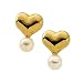 14K Yellow Gold Puffed Heart Children's Earrings with Cultured Pearl