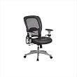 Matrex Back Managers Chair with Grey Leather Seat, Adjustable Arms and Platinum Finish Metal Base By Office Star
