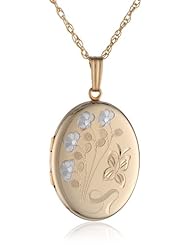 14k Yellow Gold Filled Engraved Oval Locket, 20"