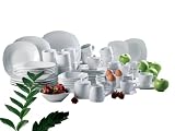 Produkt-Bild: Domestic 921088 Hannah Porzellan Kombiservice 63-teilig, bestehend aus Espresso, Eier- Kaffeebecher, M&uuml;slischalen, Giesser, Zuckerdose, Platte