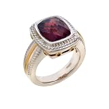 14K Yellow Gold and Sterling Silver Garnet Ring