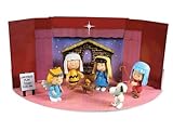 Peanuts Charlie Brown Christmas Nativity Pageant Set of 5 Mini Figures with Fold Out Christmas Stage