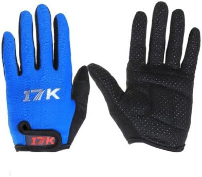 17K Full Finger Cycling Glove High Breathable Outdoor MTB Road Bicycle Long Gloves For Men &amp; Women Blue Size M