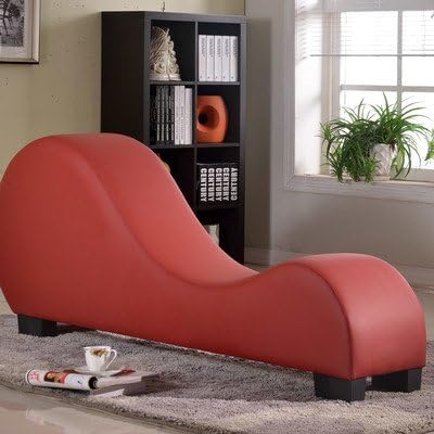 Faux Leather Stretch Chaise Yoga Chair Color: Red