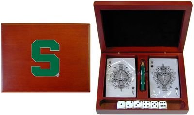 NCAA Michigan State Spartans Playing Cards/Dice Gift Set - Cherry Finish