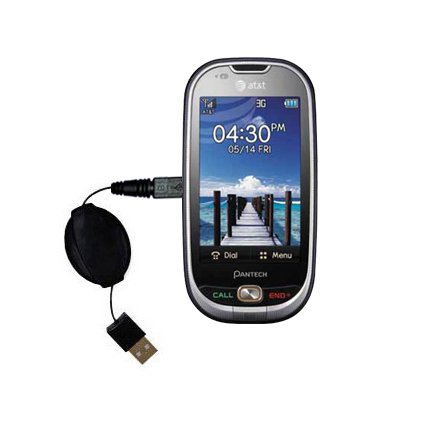 Retractable USB Cable for the Pantech Ease with Power Hot Sync and Charge capabilities - uses Gomadic TipExchange Technology