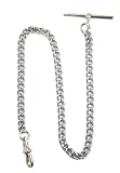 Dueber Chrome Plated Stainless Steel Pocket Watch Chain with T Bar