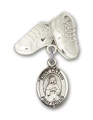 Sterling Silver Baby Badge with St. Lillian Charm and Baby Boots Pin