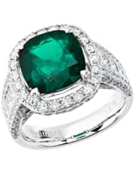 Colombian Emerald and Diamond Ring in 18kt white gold