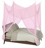 4 Poster / Four Corner Hot Pink Bed Canopy Mosquito Net Full Queen King