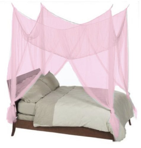 4 Poster / Four Corner Hot Pink Bed Canopy Mosquito Net Full Queen King