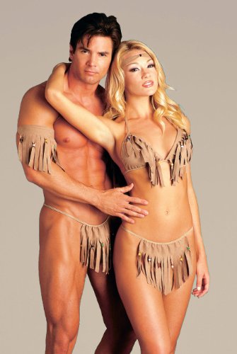 His and Her American Indian Costume Bra Panties 5 Piece SeXy Couple Set