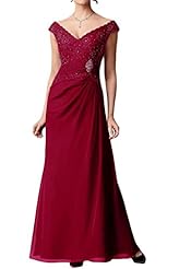 V-neck Natural   Waistline Off the Shoulder Chiffon  Dress