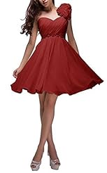 One Shoulder Chiffon Short Evening Dress/Bridesmaid Dress/Prom Dress/Wedding Party Dress 