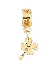 Sterling Silver Gold-plated s 4-leaf Clover Dangle Bead by Reflection Beads, Best Quality Free Gift Box Satisfaction Guaranteed