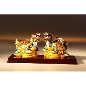 Bonsai Boy's Two Dragon Turtle Miniature Figurines5.0"x2.5"