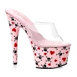 7 Inch Gothic Platform Shoes Stripper Shoes Skull and Heart Platform Pink