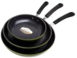 The Green Earth Frying Pan 3-Pan Set by Ozeri (8", 10", 12"), with Textured Ceramic Non-Stick Coating from Germany (100% PTFE and PFOA Free)