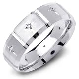 .08ct 14K White Gold Christian Cross Eternity Diamond Wedding Band