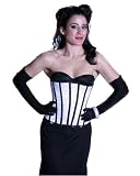 White Satin Black Strip Victorian Uderbust Corset Steel Boned Back Lace Up Waist Cincher LVG9191