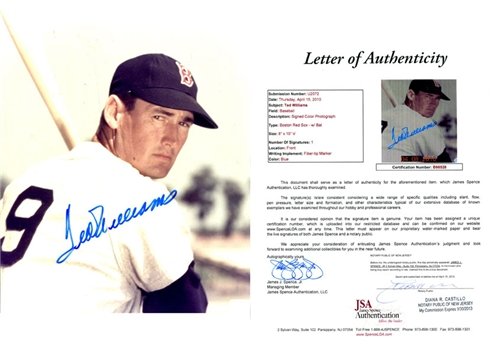 Ted Williams Autographed/Hand Signed Posing with Bat 8x10 Photo (James Spence)