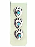 Money-clip Navajo With/3 Sterling-silver Mini Bear Paw with Genuine
Turquoise