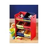 3 TIER MDF 6 CANVAS COLOURED STORAGE BIN UNIT