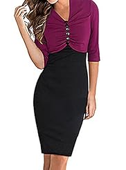 V-neck Elbow Length Sleeves Bodycon Dress 