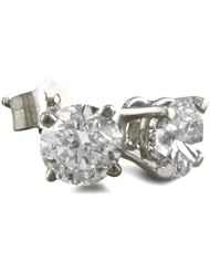 1ct Round Diamond Stud Earrings in 14K White Gold