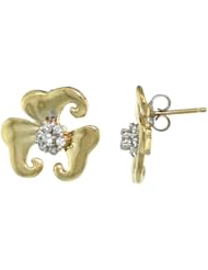 14k Gold Flower Earrings w/ 0.32 Carat Brilliant Cut ( H-I Color; VS2-SI1 Clarity ) Diamonds