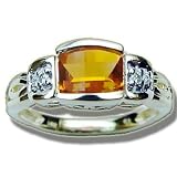 .03 CT 7X5 BARREL CUT CITRINE LADIES RING