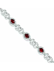 Genuine .925 Sterling Silver Diamond & Garnet Bracelet 10.8 Grams . 100% Satisfaction Guaranteed.