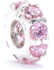 Moress Pink Swarovski CZ Color Band Solid 925 Sterling Silver European Charm Bead - Compatible Brand Bracelets : Authentic Pandora, Chamilia, Moress, Troll, Ohm, Zable, Biagi, Kays Charmed Memories, Kohls, Persona & more!