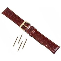 2 Watchband 19mm Long Crocodile Grain Brown