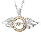 Sterling Silver Heart Love Angel Wing Mothers Day Diamond Pendant Necklace (GH, I1-I2, 0.25 carat)