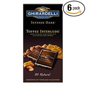 Ghirardelli Chocolate Intense Dark Bar, Toffee Interlude, 3.5-Ounce Bars (Pack of 6)