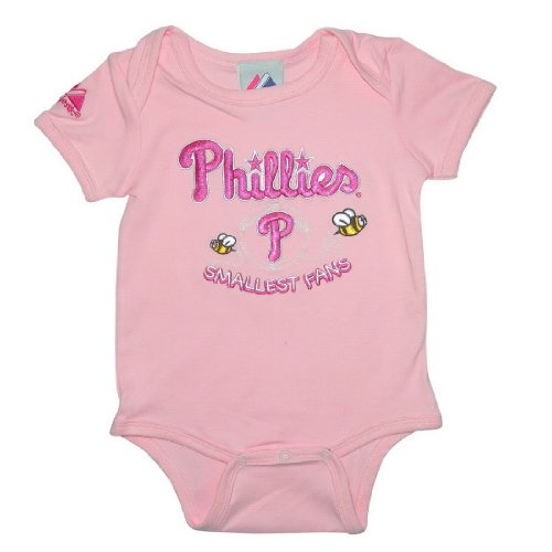 Majestic Philadelphia Phillies MLB Baby / Infant One-Piece Bodysuit / Romper / Onesie - Pink (Size: 18)